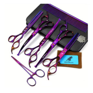 Fellpflegescheren-Set Lila